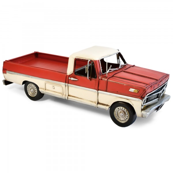 Automebelia 1970 Ford F100 Ranger Metal Collectable - Red and Cream 33x11.5x11cm