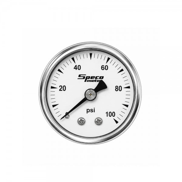 1-1/2" 100psi Mechanical Fuel Pressure Gauge - White Dial Chrome Housing