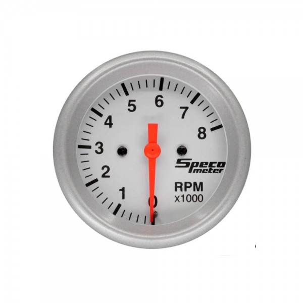 2-5/8" 12V 8000rpm Tachometer - White Dial Silver Bezel