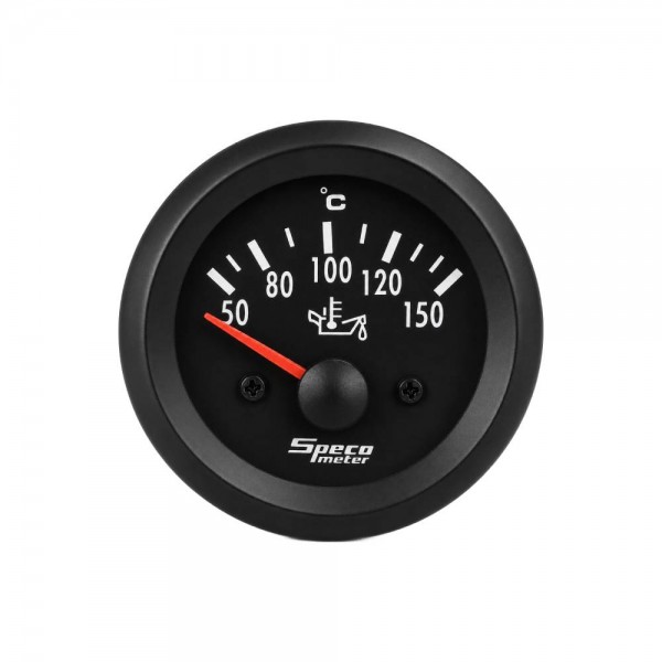 2" 12V Electric Oil Temperature Gauge - Black Dial Black Bezel