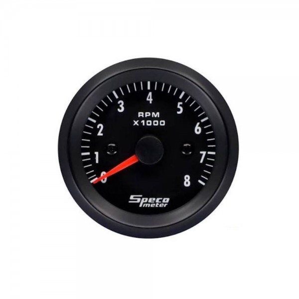 2" 12V 8000rpm Tachometer - Black Dial Black Bezel