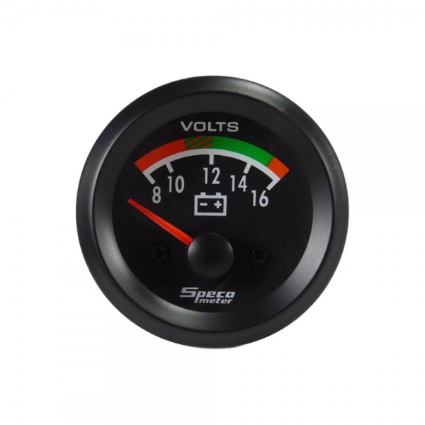 2" 8-16 Volt Voltmeter Gauge - Black Dial Black Bezel
