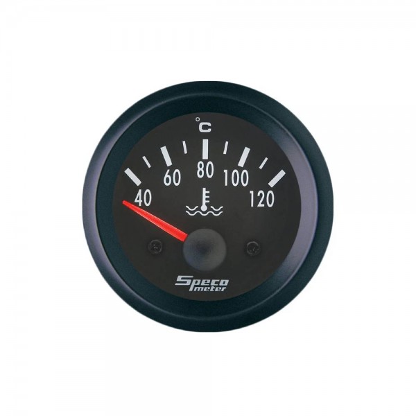 2" 12V Electric 40-120C Water Temperature Gauge - Black Dial Black Bezel