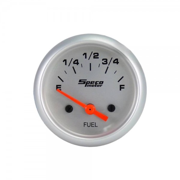2" 12V Fuel Gauge with Sender - Silver Dial Silver Bezel