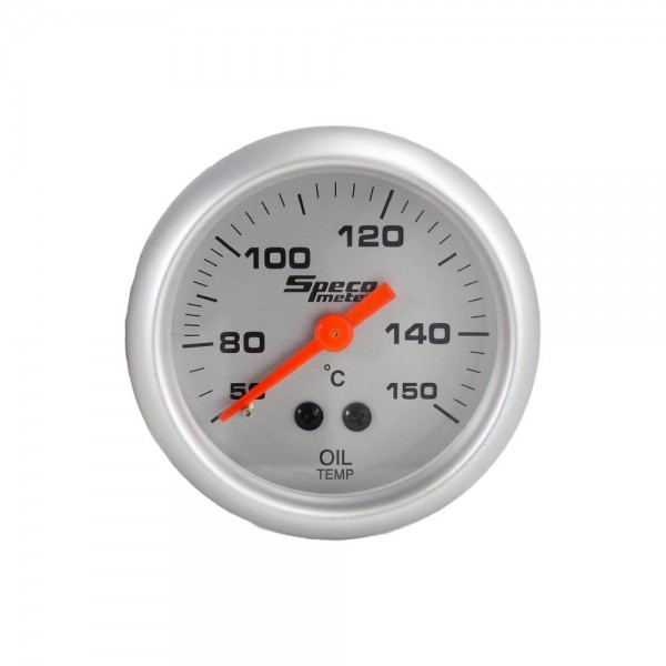 2" Mechanical 50-150C Oil Temperature Gauge with Sender - Silver Dial Silver Bezel