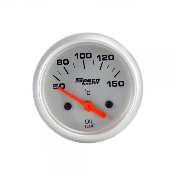 2" Electric 50-150C Oil Temperature Gauge - Silver Dial Silver Bezel
