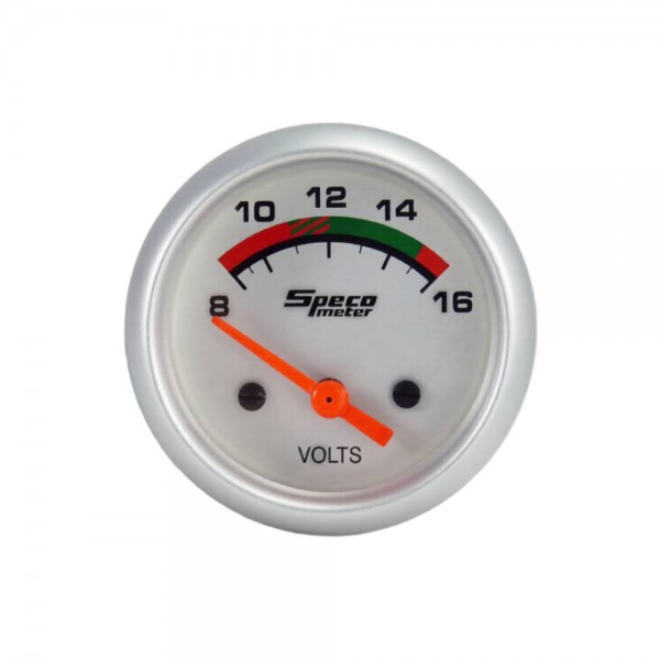 2" 8-16 Volt Voltmeter Gauge - Silver Dial Silver Bezel