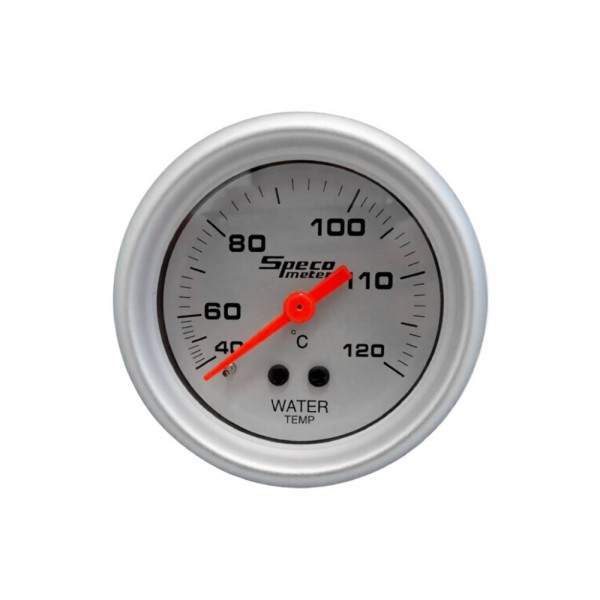 2" Mechanical 40-120C Water Temperature Gauge with 12' Sender - Silver Dial Silver Bezel