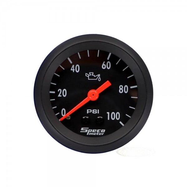 2" Mechanical 100 psi Oil Pressure Gauge - Black Dial Black Bezel