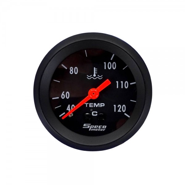 2" Mechanical 40-120C Water Temperature Gauge with 6' Sender - Black Dial Black Bezel