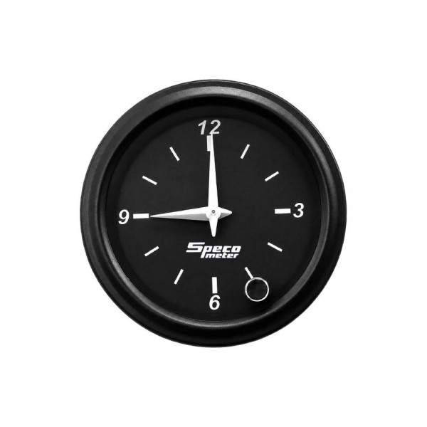 2" 12V Electric Analogue Clock - Black Dial Black Bezel