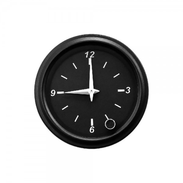 2" 12V Electric Analogue Clock No Logo - Black Dial Black Bezel