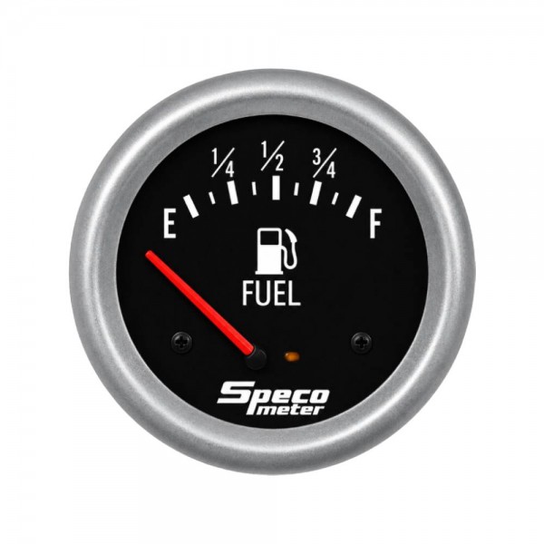 2-5/8" 12V Fuel Gauge with Sender - Black Dial Silver Bezel