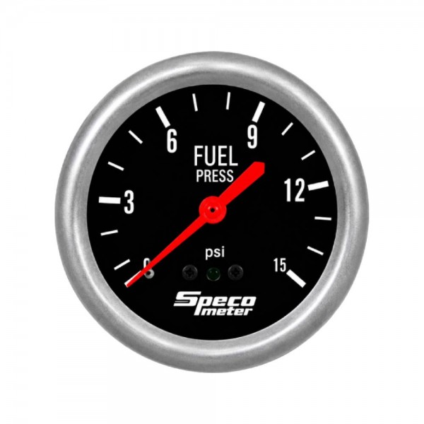 2-5/8" Mechanical 15psi Fuel Pressure Gauge - Black Dial Silver Bezel
