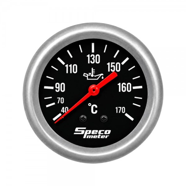 2-5/8" Mechanical 40-170C Oil Temperature Gauge with Sender - Black Dial Silver Bezel