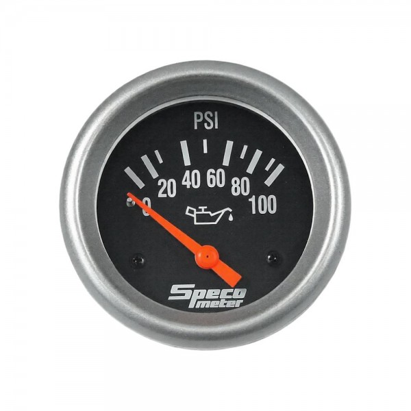 2-5/8" Electric 100 psi Oil Pressure Gauge with Sender - Black Dial Silver Bezel