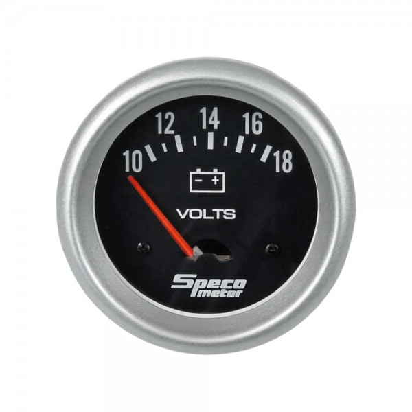2-5/8" 10-18 Volt Voltmeter Gauge - Black Dial Silver Bezel