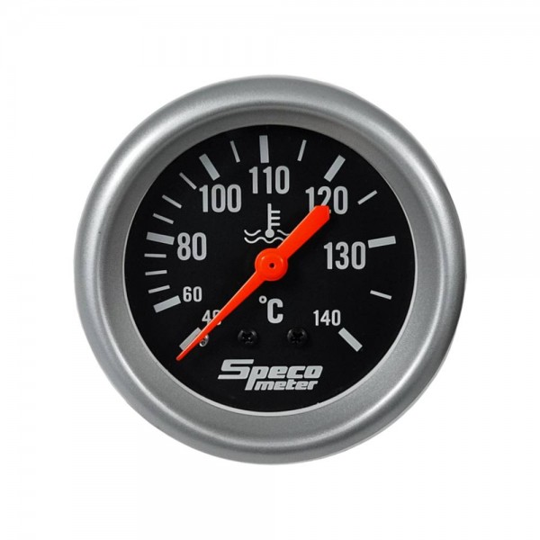 2-5/8" Mechanical 40-140C Water Temperature Gauge with 6' Sender - Black Dial Silver Bezel