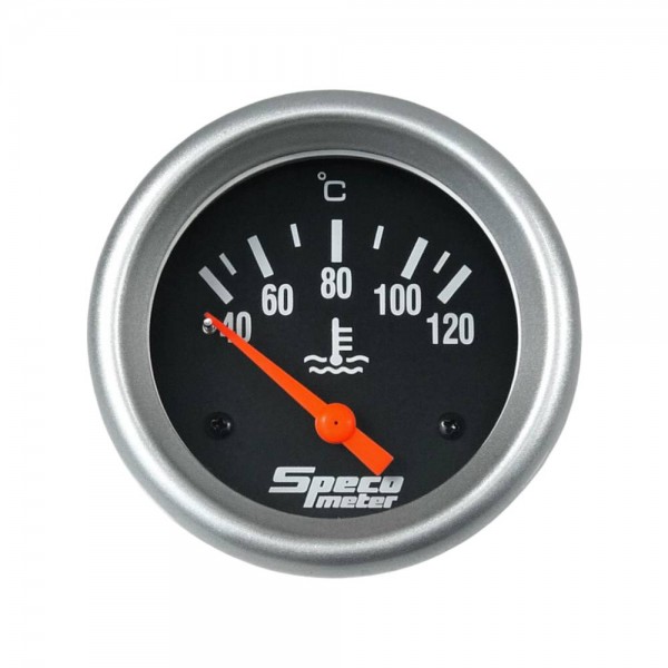 2-5/8" 12V Electric 40-120C Water Temperature Gauge with Sender - Black Dial Silver Bezel