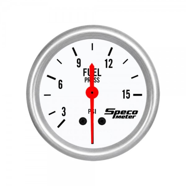 2-5/8" Mechanical 15psi Fuel Pressure Gauge - White Dial Silver Bezel