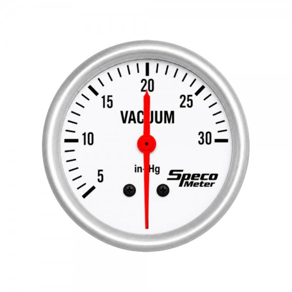 2-5/8" Mechanical 30 Hg Vacuum Gauge - White Dial Silver Bezel