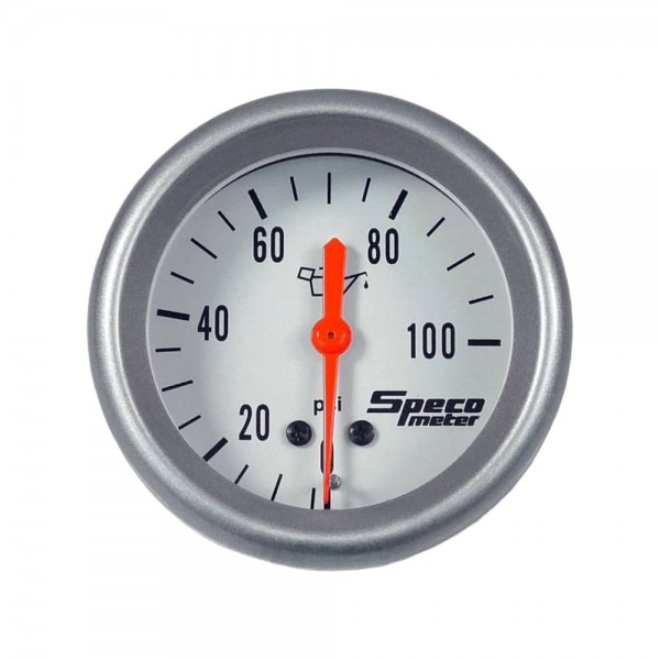 2-5/8" Mechanical 100 psi Oil Pressure Gauge with 6' Sender- White Dial Silver Bezel