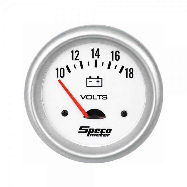 2-5/8" 10-18 Volt Voltmeter Gauge - White Dial Silver Bezel