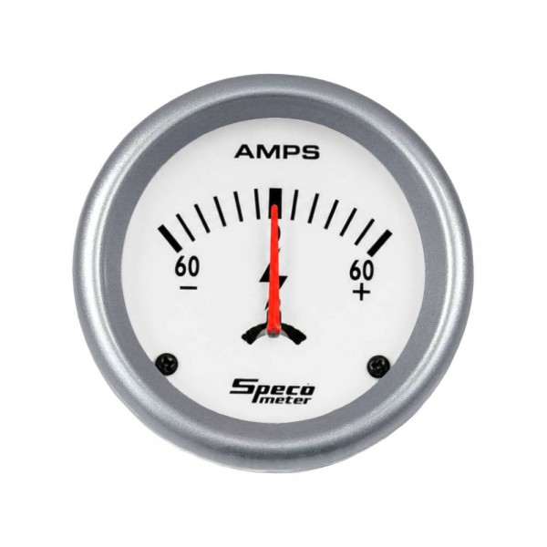 2-5/8" 60-0-60 Amps Ammeter Gauge - White Dial Silver Bezel