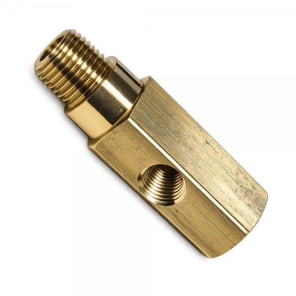 Brass Oil Pressure Gauge T Piece Adaptor - 5/8" Male UNF Thread x 1/8" Female NPT Thread