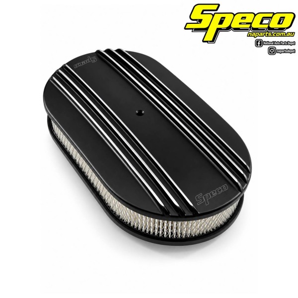 Speco Aluminium Air Cleaner 15" x 2" Oval Black Dual Centre Finned Top Paper Element