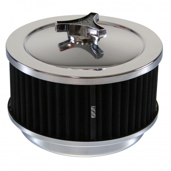 Chrome Air Cleaner 6-3/8" Wide x 3" Tall Suit Holley Carb Black Washable Element