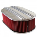 Oval Dual Centre Finned Air Cleaner 15" x 4" Holley Edelbrock Quadrajet Carter
