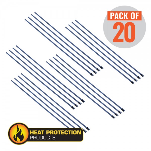 Exhaust Wrap Stainless Steel Locking Ties 4.5mm x 400mm (16 Inch) Long Heavy Duty Qty 20