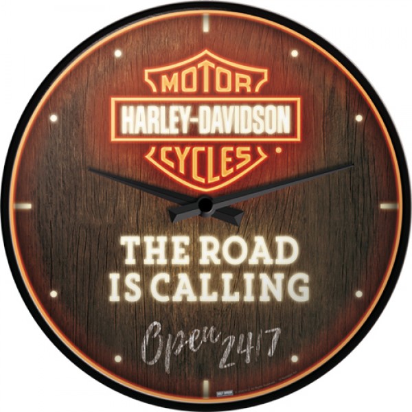 Wall Clock Harley Davidson The Road is Calling - 30cm