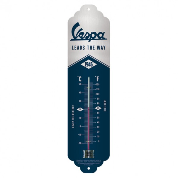 Thermometer Vespa Leads The Way C+F 6.5cm x 28cm In Hang Sell