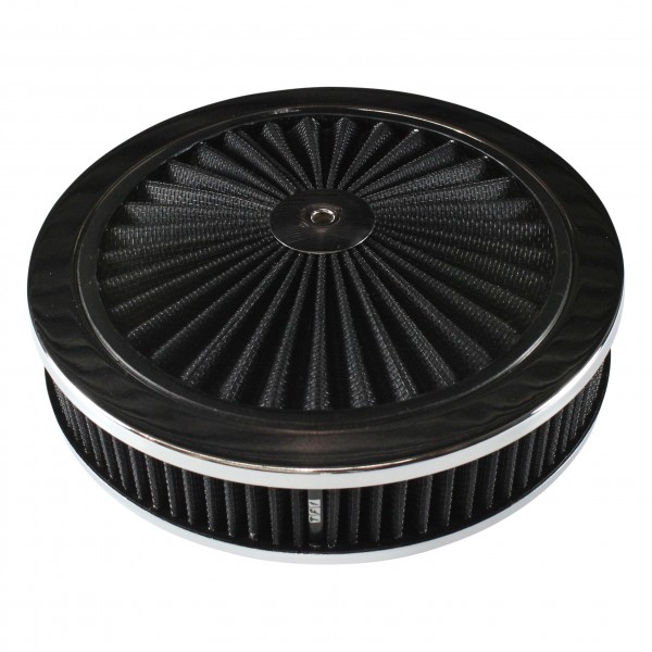 Extraflow Black Chrome Air Cleaner Filter 9"x 2" Assy fit Holley 5-1/8" Base