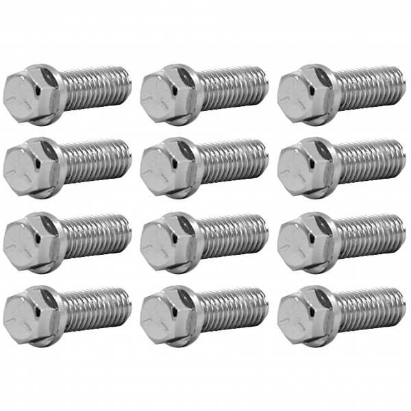 Extractor/Header Bolts 3/8"-16 x 1" Long set of 12 Chrome Finish