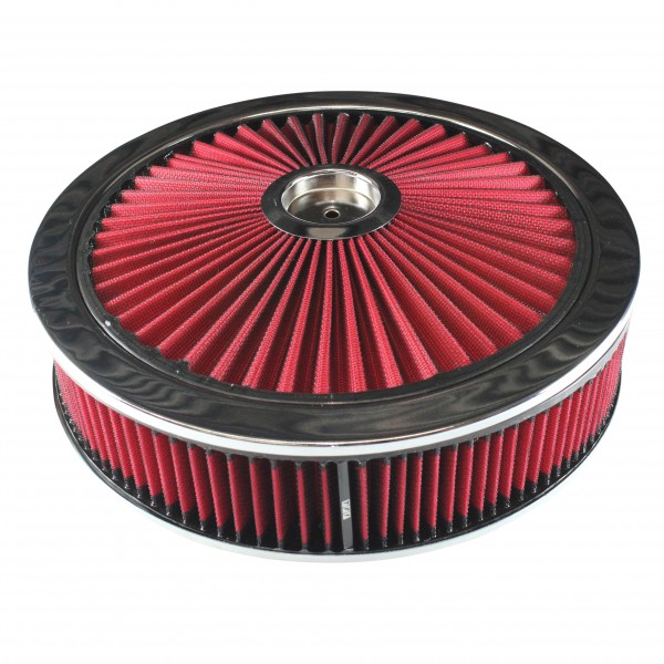 Extraflow Red Chrome Air Filter Cleaner 14" x 3" Holley Edelbrock Recessed Base