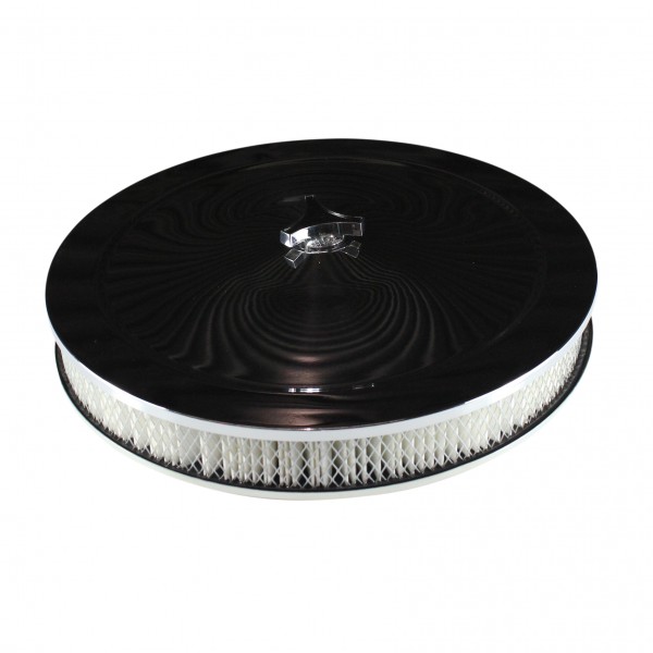 Chrome Air Filter Cleaner 14" x 2" Holley Rochester Recessed Base Paper Element