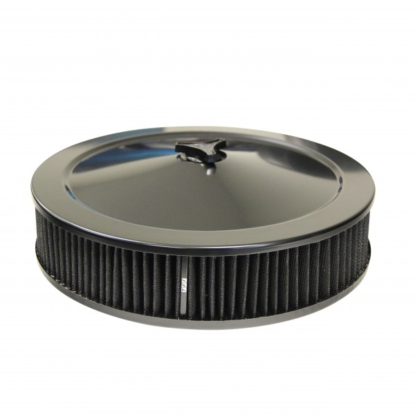 Black Air Filter Cleaner 14" x 3" Holley Rochester Recessed Base Washable Elemen