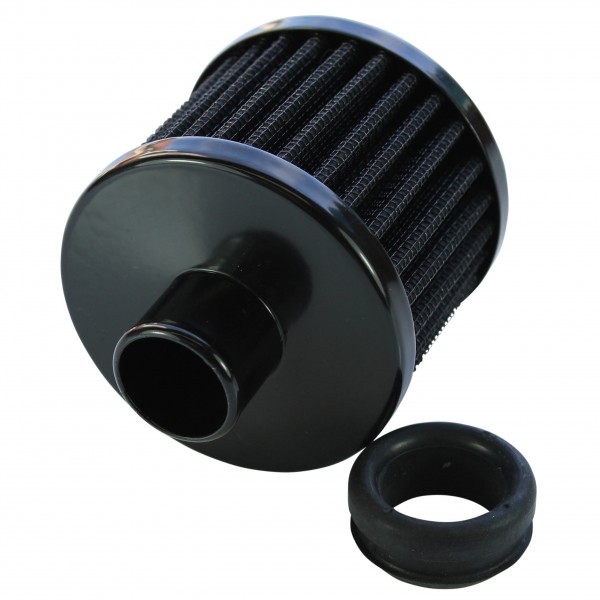 Valve Cover Breather Cap Push In 1"(25mm) Neck Black Top+Element+Grommet