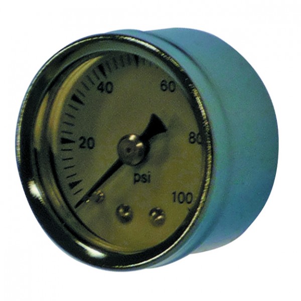 Fuel pressure gauge 0-100 lbs, 1-1/2 inch diameter, high-polished chrome bezel