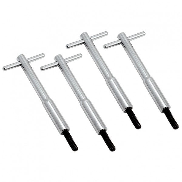 Valve Cover Hold Down Tall T-Bar Chrome 5"(125mm) Long x 1/4" Thread Set 4