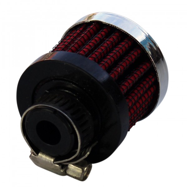 Valve Cover Breather Clamp On 5/16"(8mm) Id Neck Chrome Red Filter