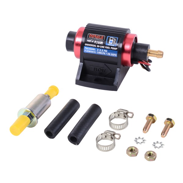 Derale Performance Universal In Line Fuel Pump (Gasoline) 100LPH 2-3.5 PSI