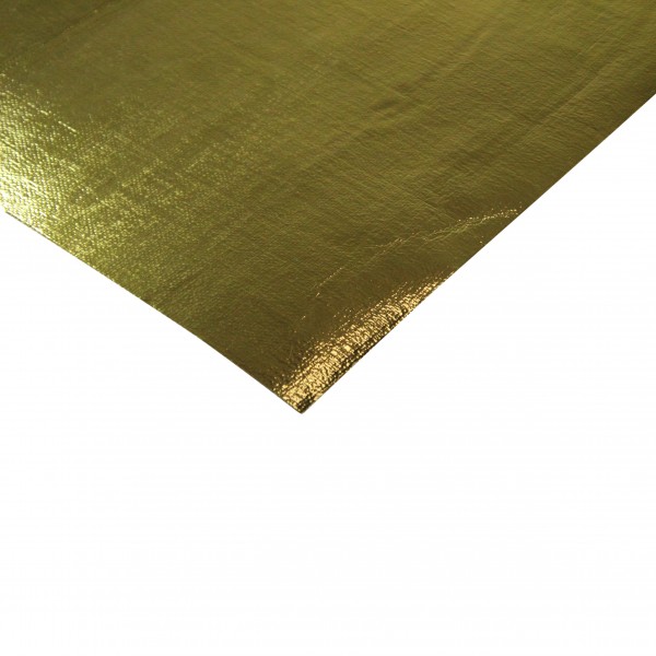 Heat Shield Gold Mat 315mm x 330mm Aluminised Fibreglass + adhesive Rated 590C