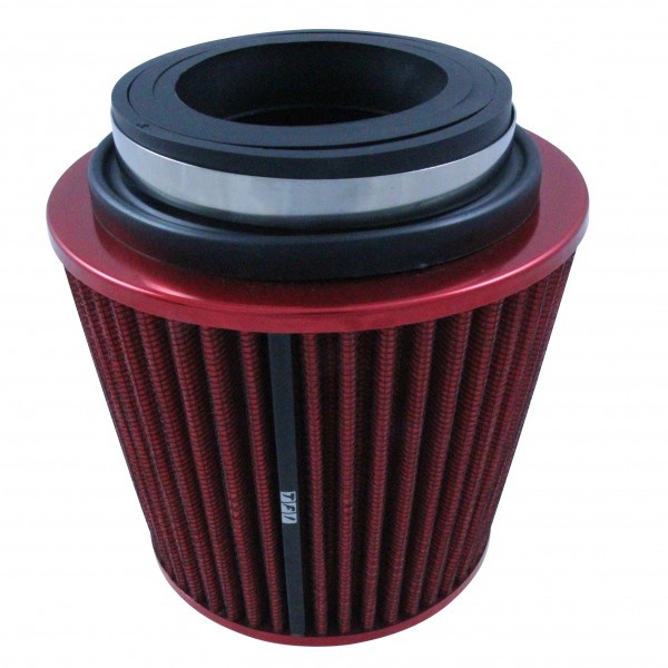 Conical High Flow Air Filter Multi Fit Neck 76-89-102mm - 165mm Long - All Red