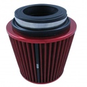 Conical High Flow Air Filter Multi Fit Neck 76-89-102mm - 165mm Long - All Red