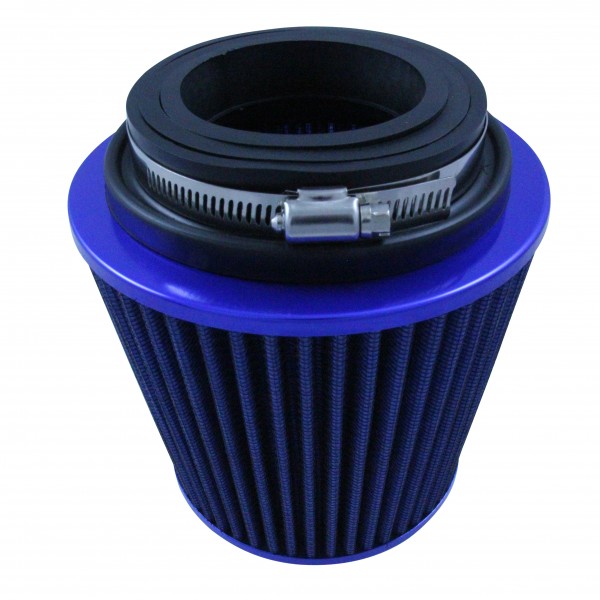 Conical High Flow Air Filter Multi Fit Neck 76-89-102mm - 165mm Long - All Blue