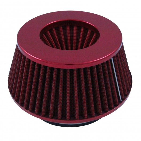 Conical Short 76-89-101mm Neck Red Cotton Washable Reusable High Flow Filter